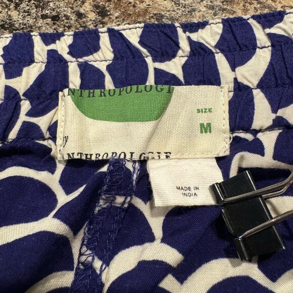 Anthropologie Pants Pull On Boho Coastal Resort Preppy Nautical Blue Size Medium - Picture 2 of 7